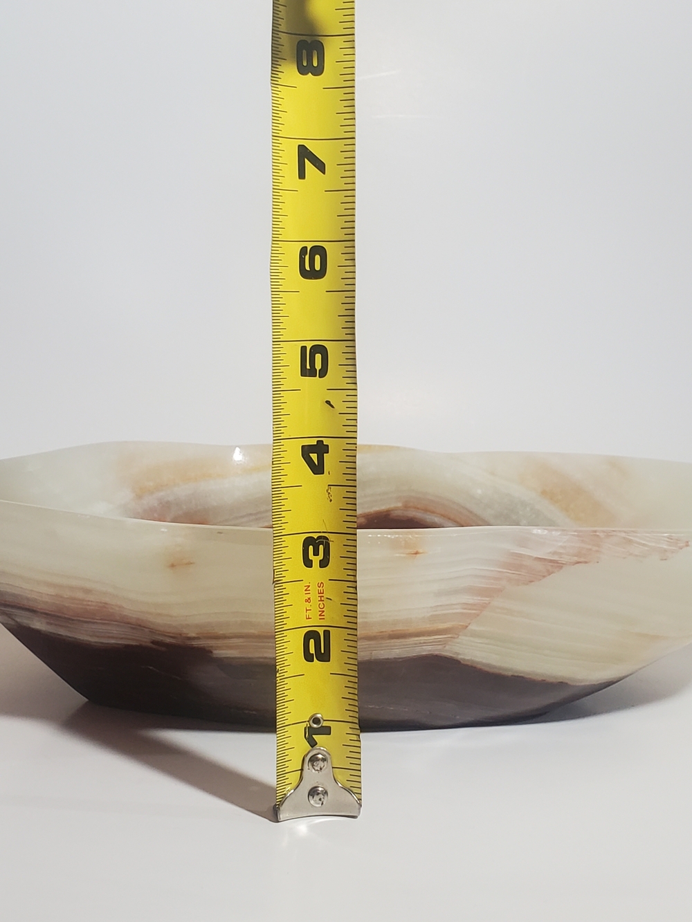 Handcrafted Onyx Polished Decorative Bowl in Cream & Brown Natural Banding - Picture 7 of 16